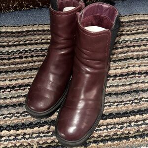 Dark Burgundy Leather Boots